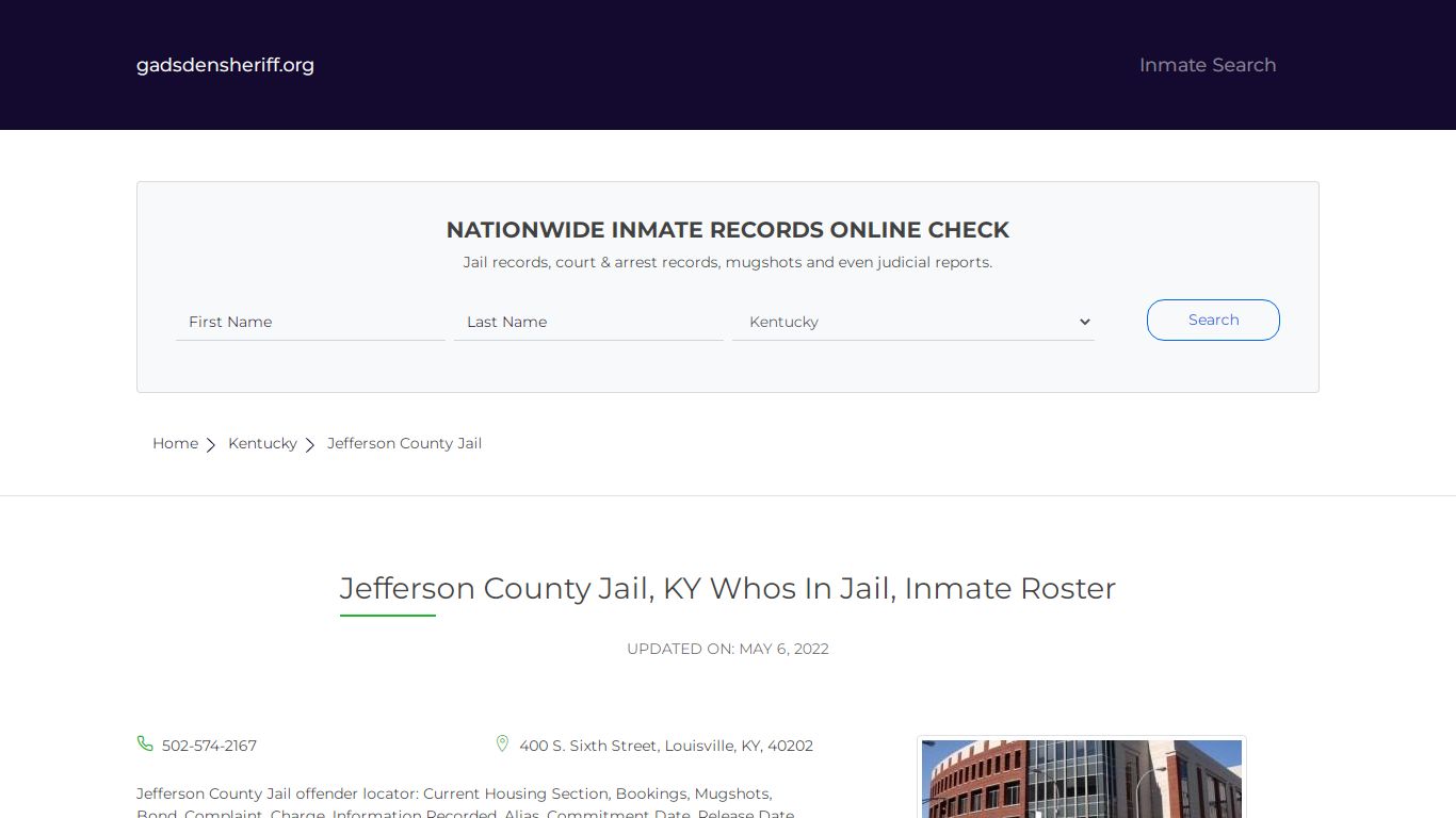 Jefferson County Jail, KY Inmate Roster, Whos In Jail